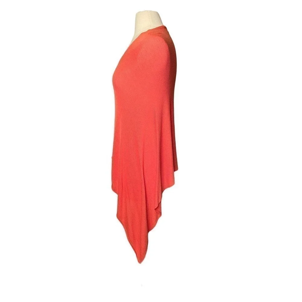 Lexi York Women’s Orange V-Neck Lightweight Poncho Wrap One Size